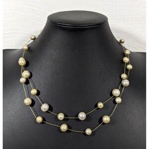 Honora Pearl Necklace Green Station‎ Wire 18 inch Classic Elegant